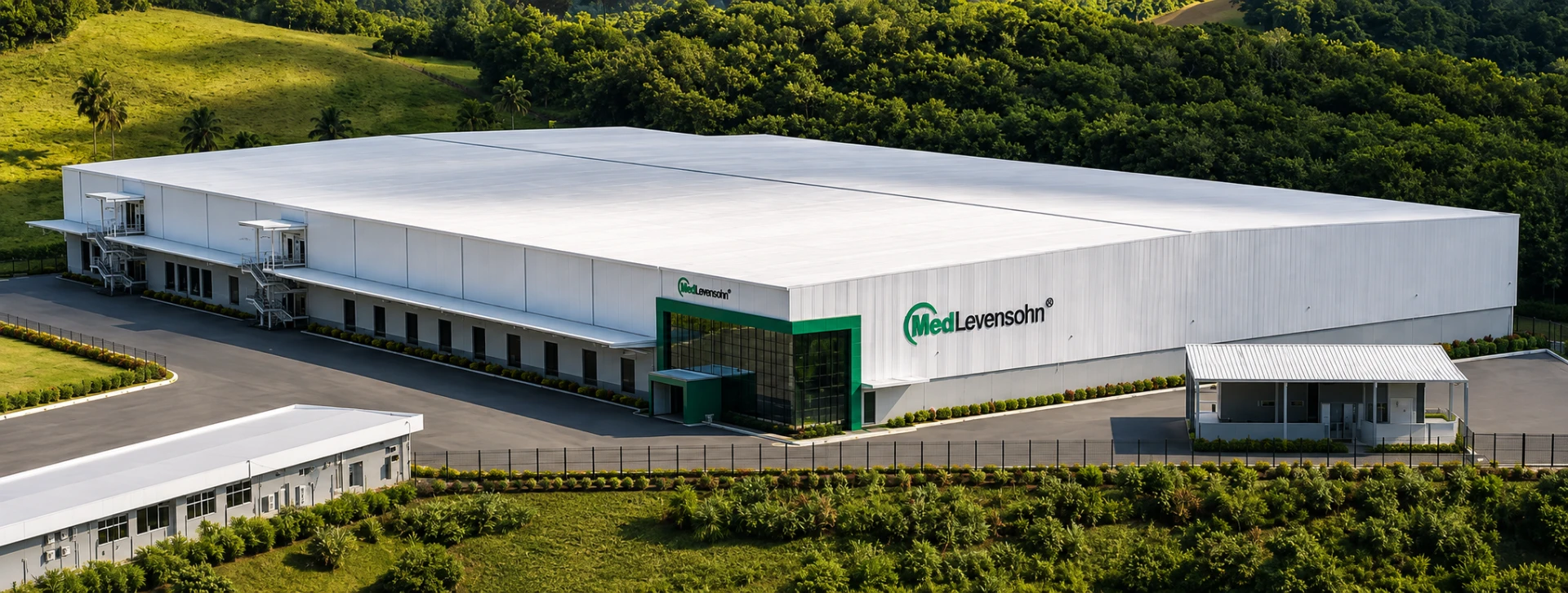 Vista aérea de centro de distribuição construído pela AEX